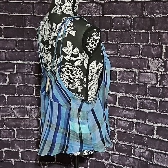 We The Free Boho Size Large Blue Plaid Halter Top NWT - Picture 4 of 6